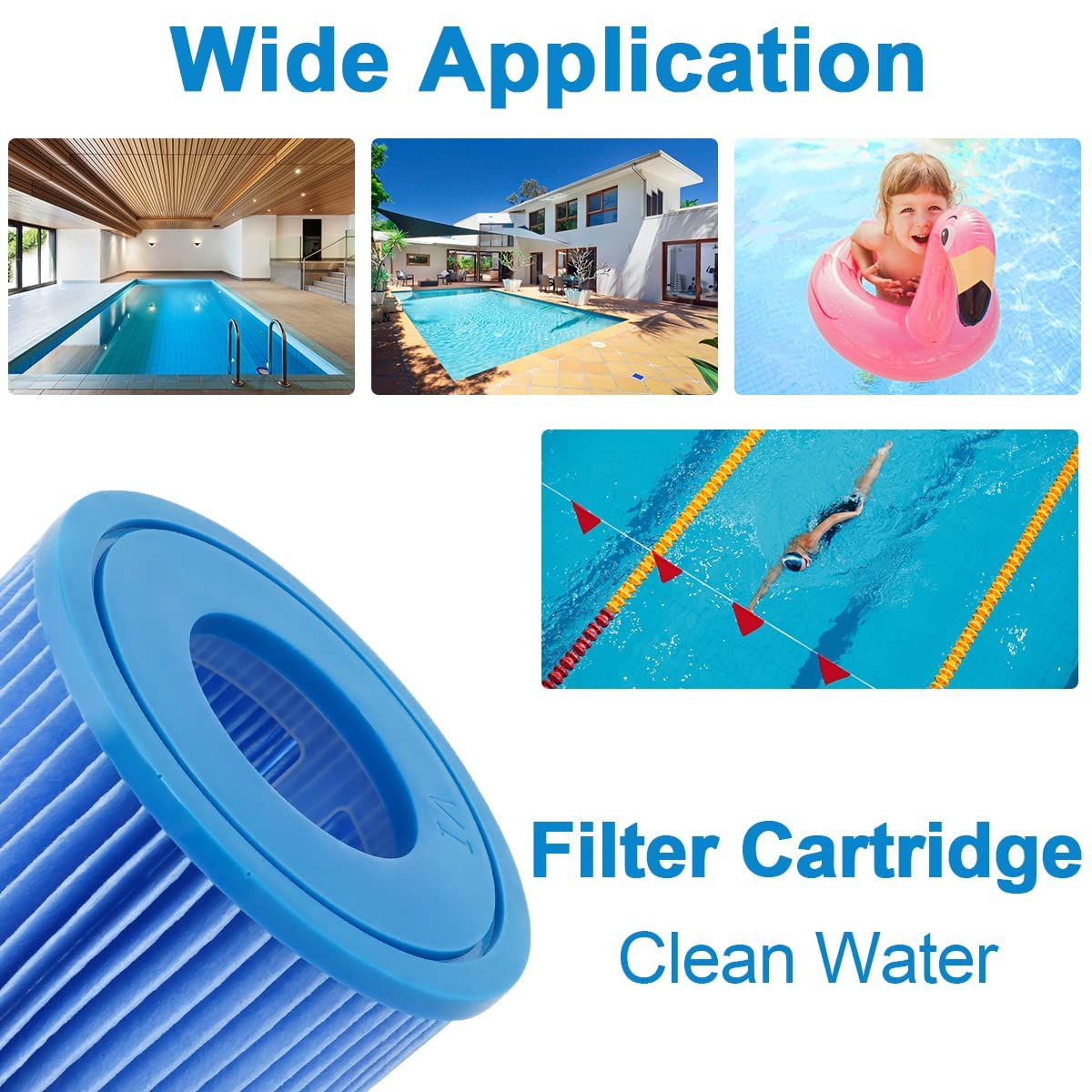 FFyan Filter Cartridge Water Filter Set of 2 Replacement Swimming Pool Filter for Bestway Size VI Filter Cartridge - Image 3