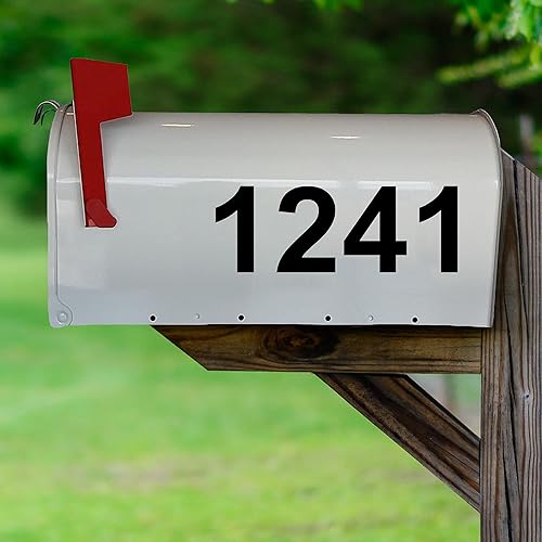 Calcomanías para buzón Calle # Números de dirección Característica personalizada Adhesivos para buzón de correo Letras de vinilo VWAQ-CMB2 (negro)