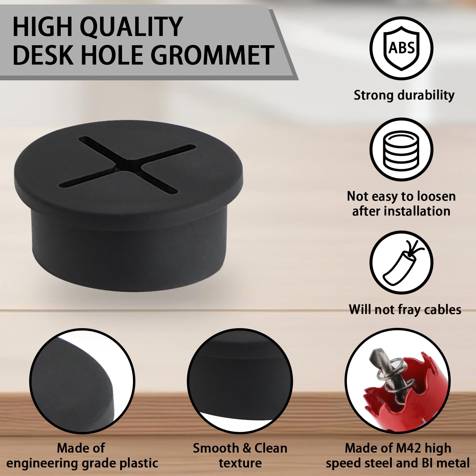 Desk Grommets - 13 Pack Cable Hole Covers -3