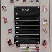 Vista 6 de Magnetic Calendar, Acrylic Planner Board, Portable Weekly Dry Erase Board, Reusable Calendar Planner with Clear Surface, Durable Weekly Meal