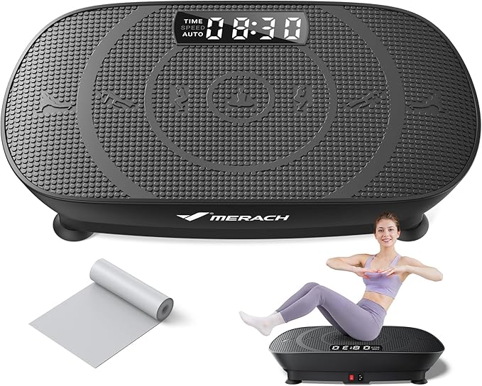 MERACH Vibration Plate Exercise Machine, Whole Body Workout Equipment for Women, Bluetooth and Silicone Pedal, Vibration Plate with Auto Mode, Vibrate Fitness Platform for Home