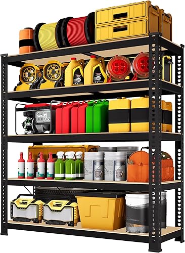 Miniatura 10 de Estantes de Almacenamiento de Metal de 5 Niveles: Estantería de Garaje de Servicio Pesado con Estantes Ajustables para Almacenamiento - Estante