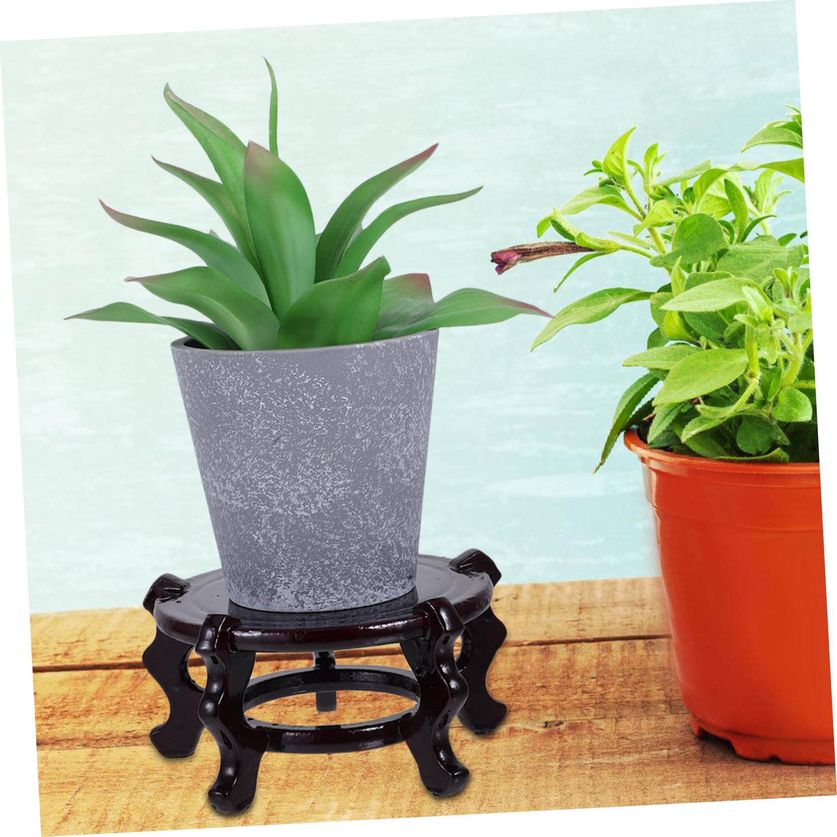 VANZACK Soporte para Macetas Interior de Madera Maciza, Base Redonda para Jarrones y Flores, Diseño Oriental Creativo, Paquete de 2 Piezas para Decoración del Hogar
