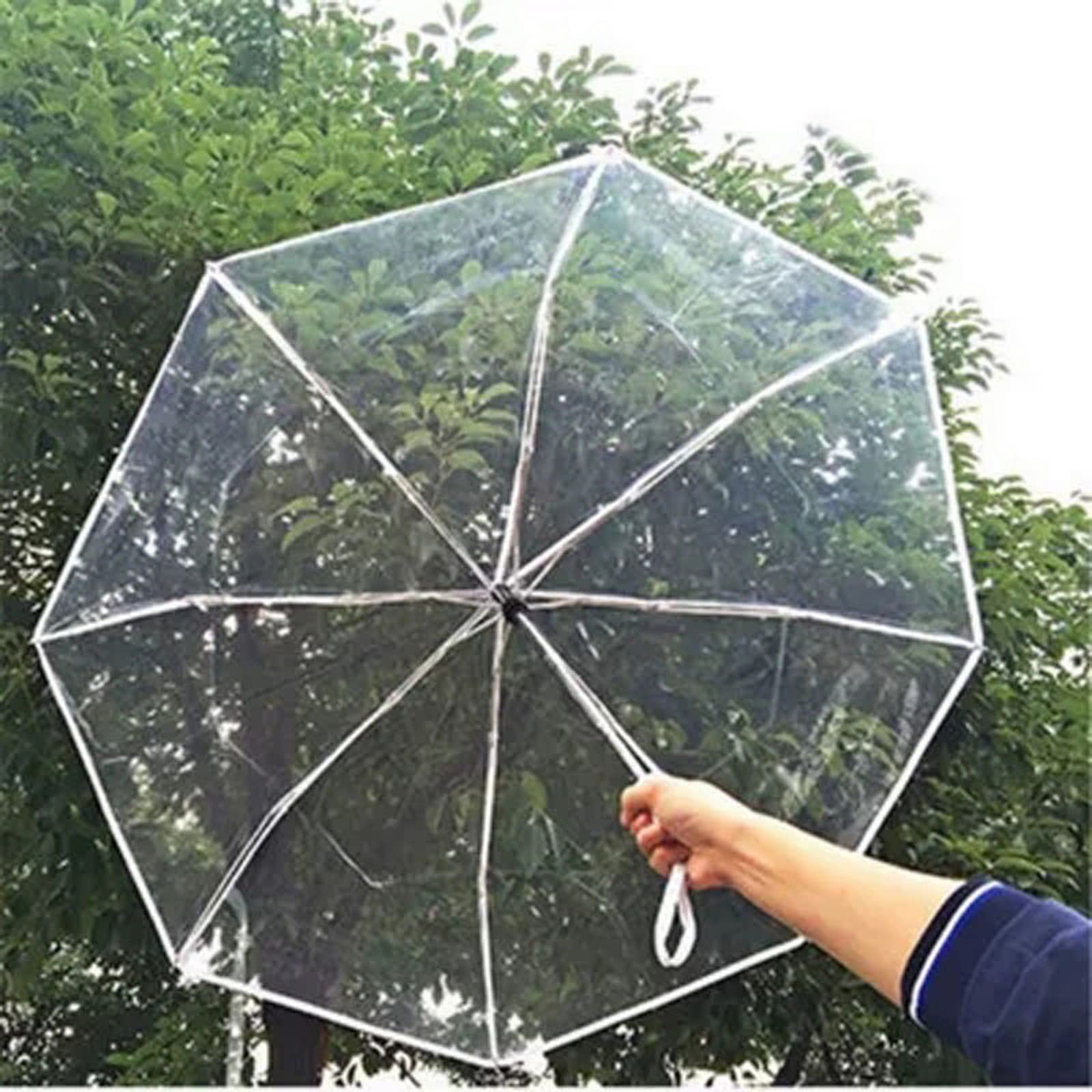 Parapluies, Parapluie Pliant Compact de Voyage, Mini Parapluie, Automatique Transparent Coupe-Vent | Blu