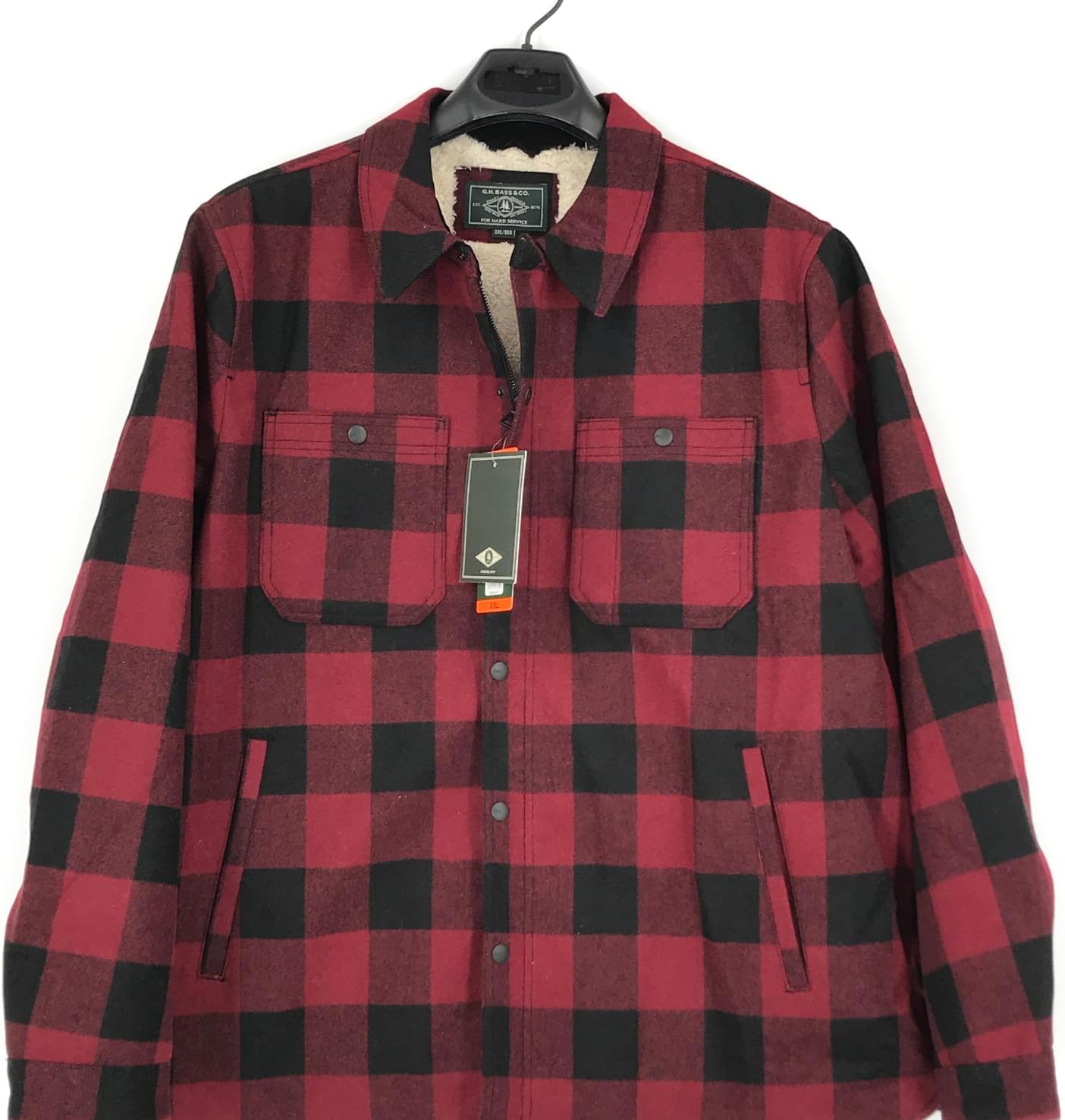 G.H. Bass & Co. Men's Wool Blended Lined Jacket (US, Alpha, Medium, Regular, Regular, Red)