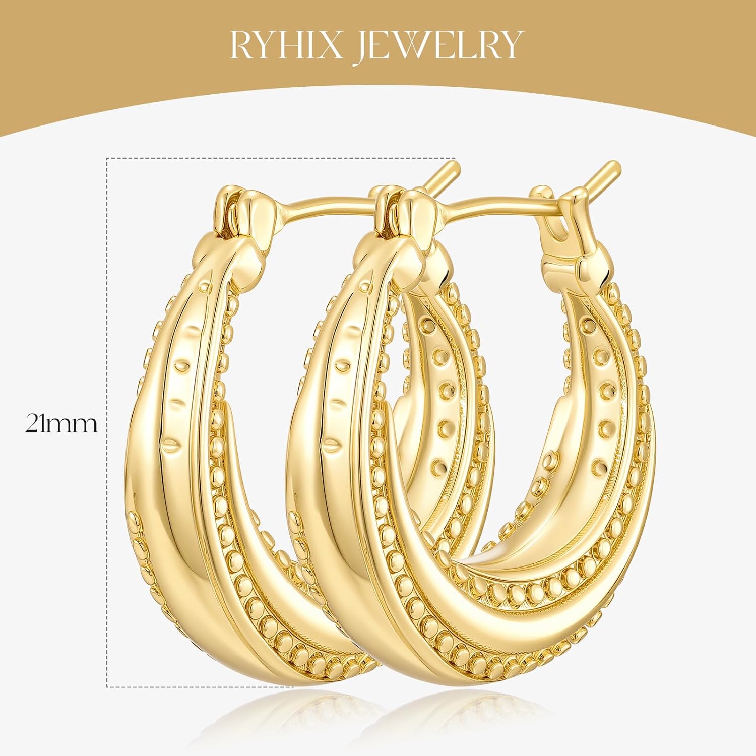 14K Gold Plated Hoop Earrings for Women Rotating Small Ball Gold Plated Hoop Earrings Chunky Hoops Dainty Hypoallergenic Earring 22MM - Image 6