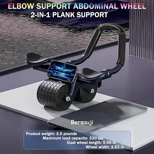 Miniatura 8 de Bersauji 2023 New with Timer Ab Abdominal Exercise Roller Elbow Support, abs Roller Wheel core Exercise Equipment, Automatic Rebound Abdominal Wheel