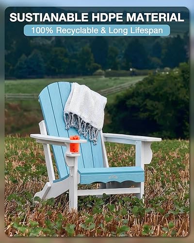 Miniatura 3 de Silla Adirondack plegable  Silla de patio Adirondack reciclable de polietileno de alta densidad para exteriores con soporte para tazas, textura de