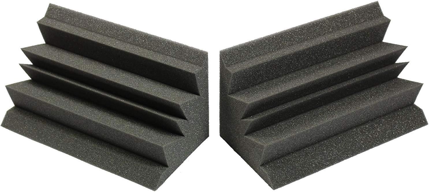 Acoustic Foam Bass Trap Corner Wall Wedge, 12x6x6in (2-Pack, Charcoal)