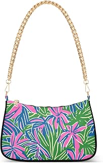 Tropiska färgglada löv trendig liten crossbody-handväska med flera fickor handväskor för kvinnor födelsedagspresenter för kvinnor