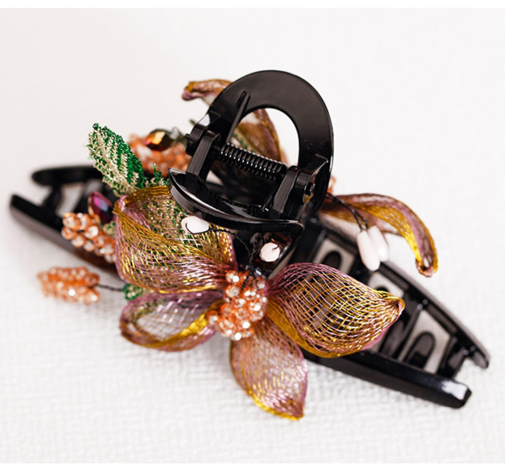 Hair Claw Clips Copper Wire Handmade Rhinestone Flower Large Style Accessories il_fullxfull.3654199027_i81p.jpg main image 4
