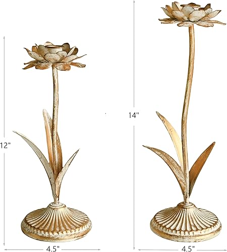 Miniatura 2 de Portavelas de metal dorado antiguo, estilo rústico de granja, juego de 2, centro de mesa, decoración de mantel de Navidad