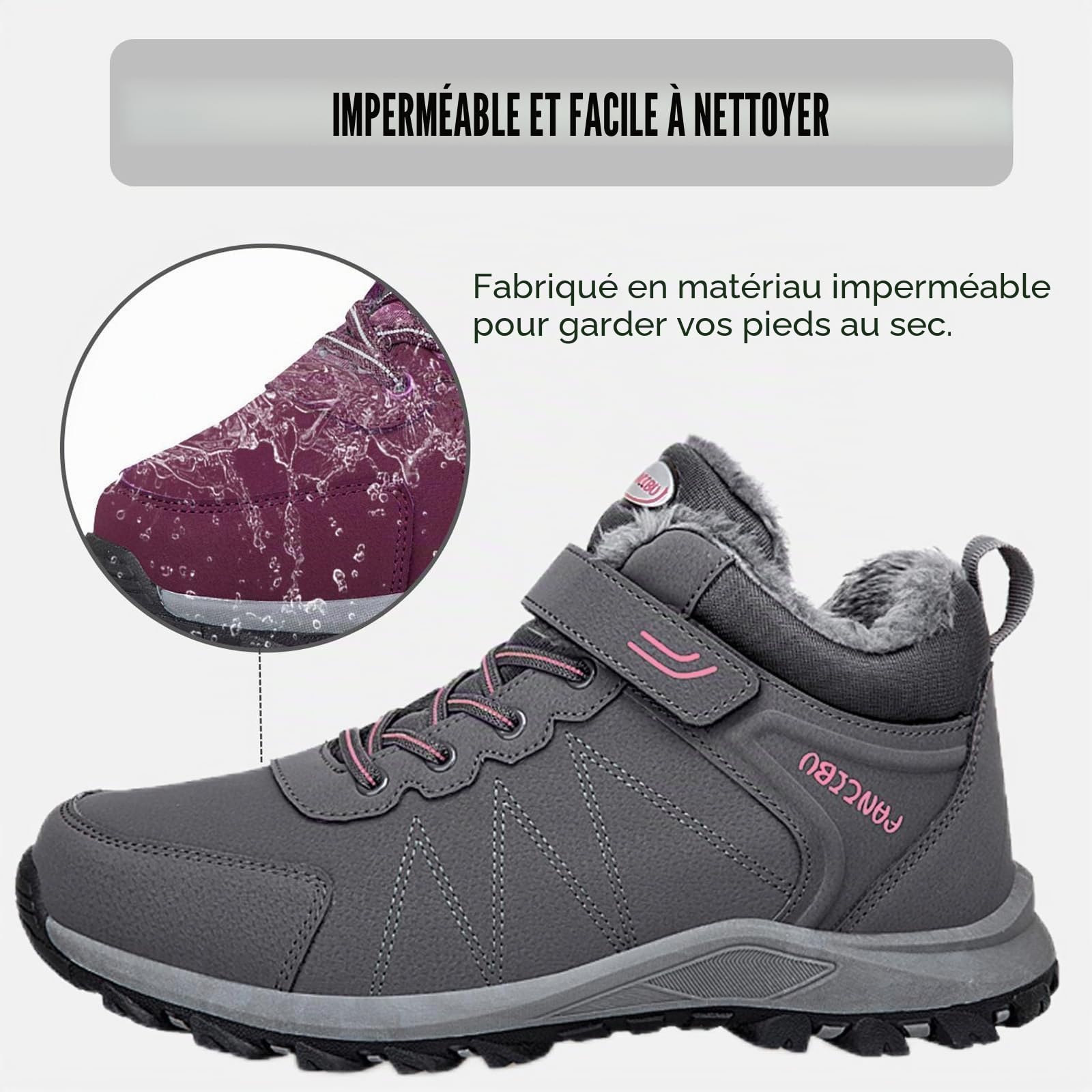 Bottes de Neige Femme Chaude Fourrées Bottes Hiver Femmes Imperméable Chaussures de Randonnée Femme Antidérapant