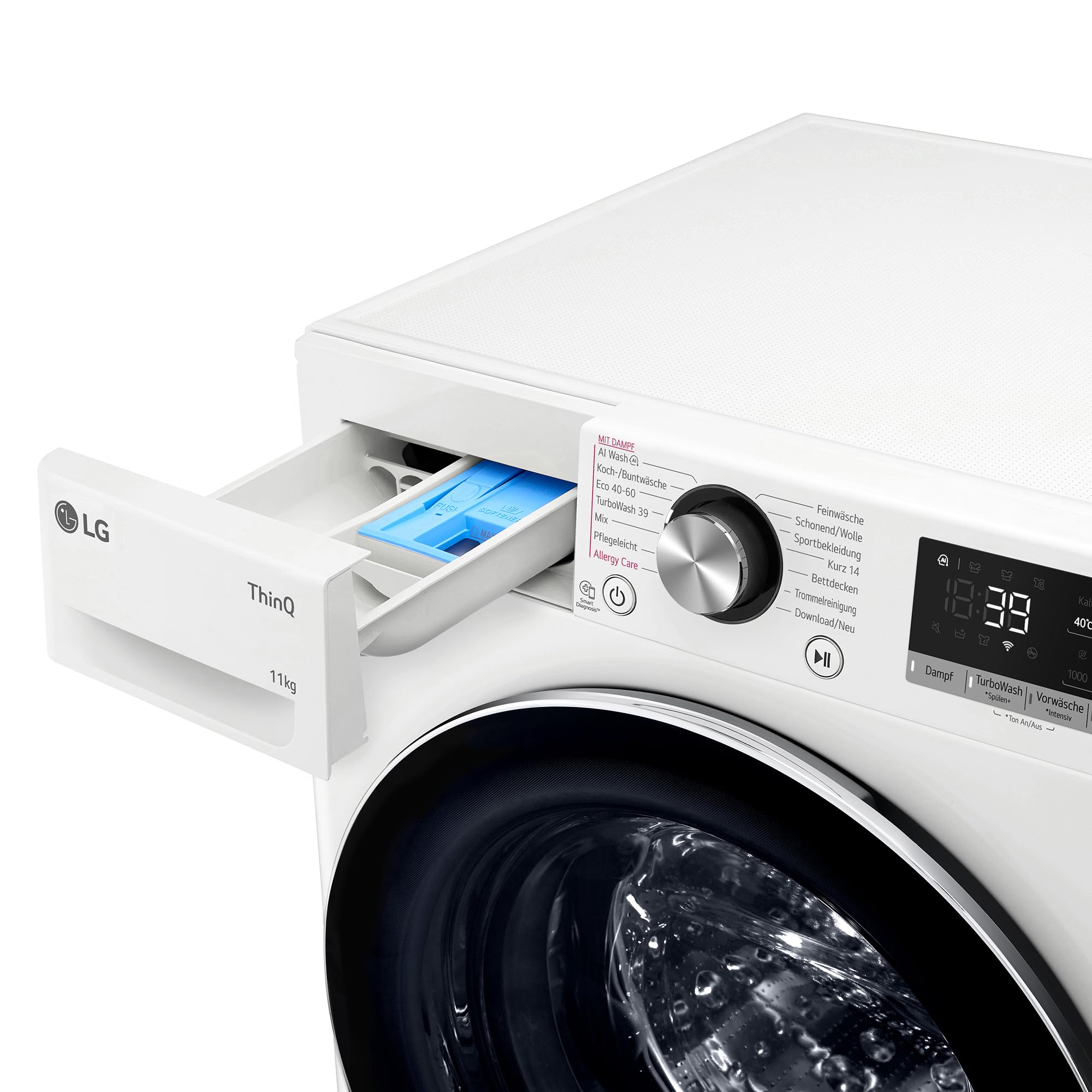 LG F4WR7012 Waschmaschine, 11 kg, 1400 U/Min., A -10%, AI DD, TurboWash 360°, Steam, AquaLock, Inverter Direct Drive, ThinQ (WLAN), Weiß [Energieklasse A]