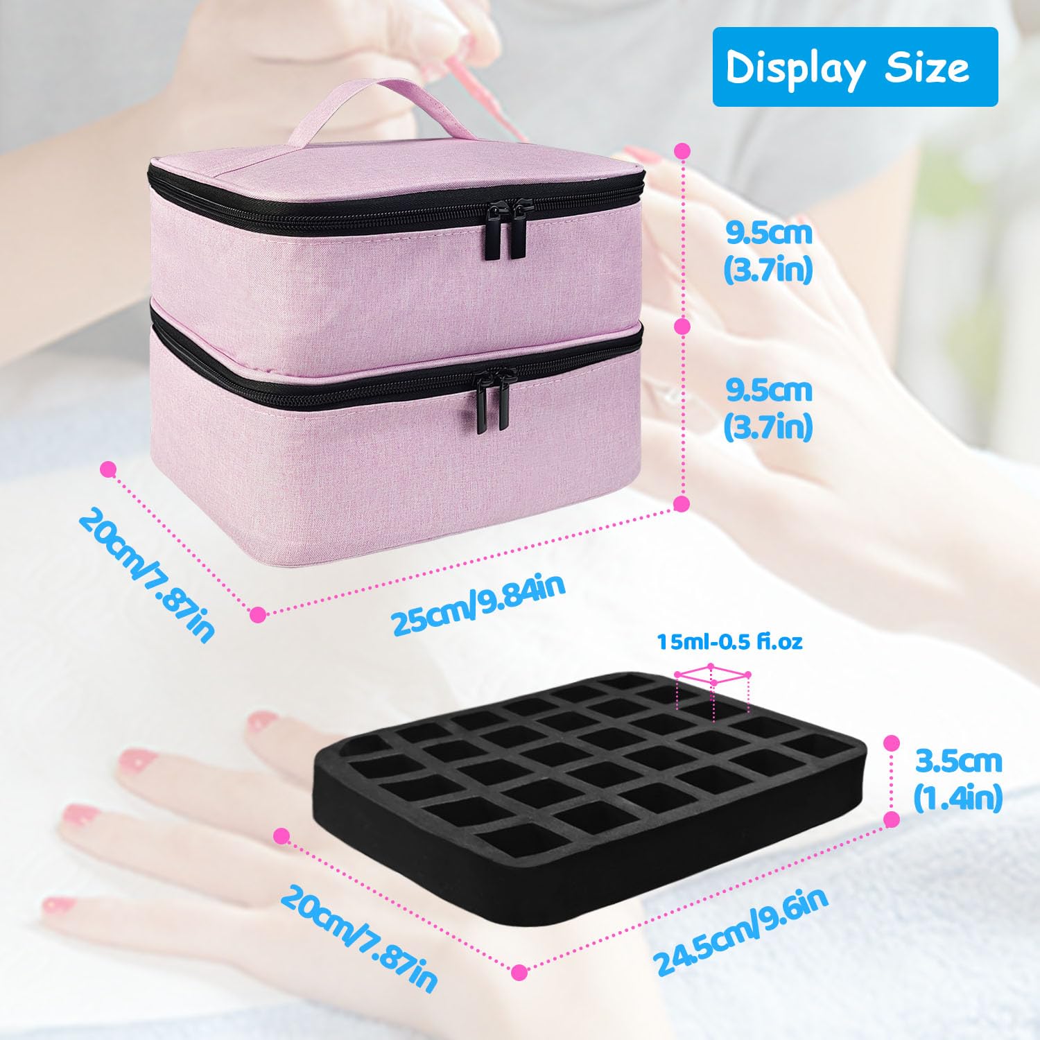 Boczif 2-Layer Nail Polish Organizer Case for Manicure Supplies