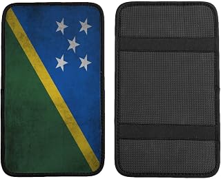 Solomon Islanders Vintage Flag Car Armrest Pads Auto Seat Handrail Box Decoration Cushion Car Center Console Cover Pad Protector Universal Fit Most Cars Vehicles SUV Sedans Van