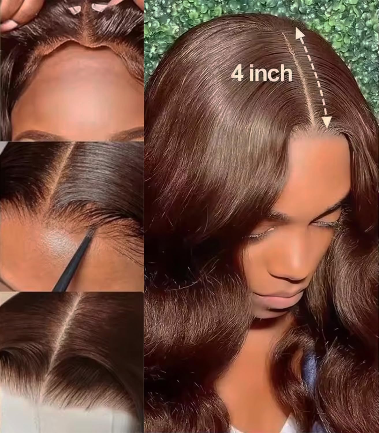 13x4 Body Wave Lace Front Wigs T-part Blended Hair Lace Wigs Fiber Pre Cut Hd Pre Plucked Wet and Wavy Glueless Wig Wear and Go Brown Color Wig 26Inch