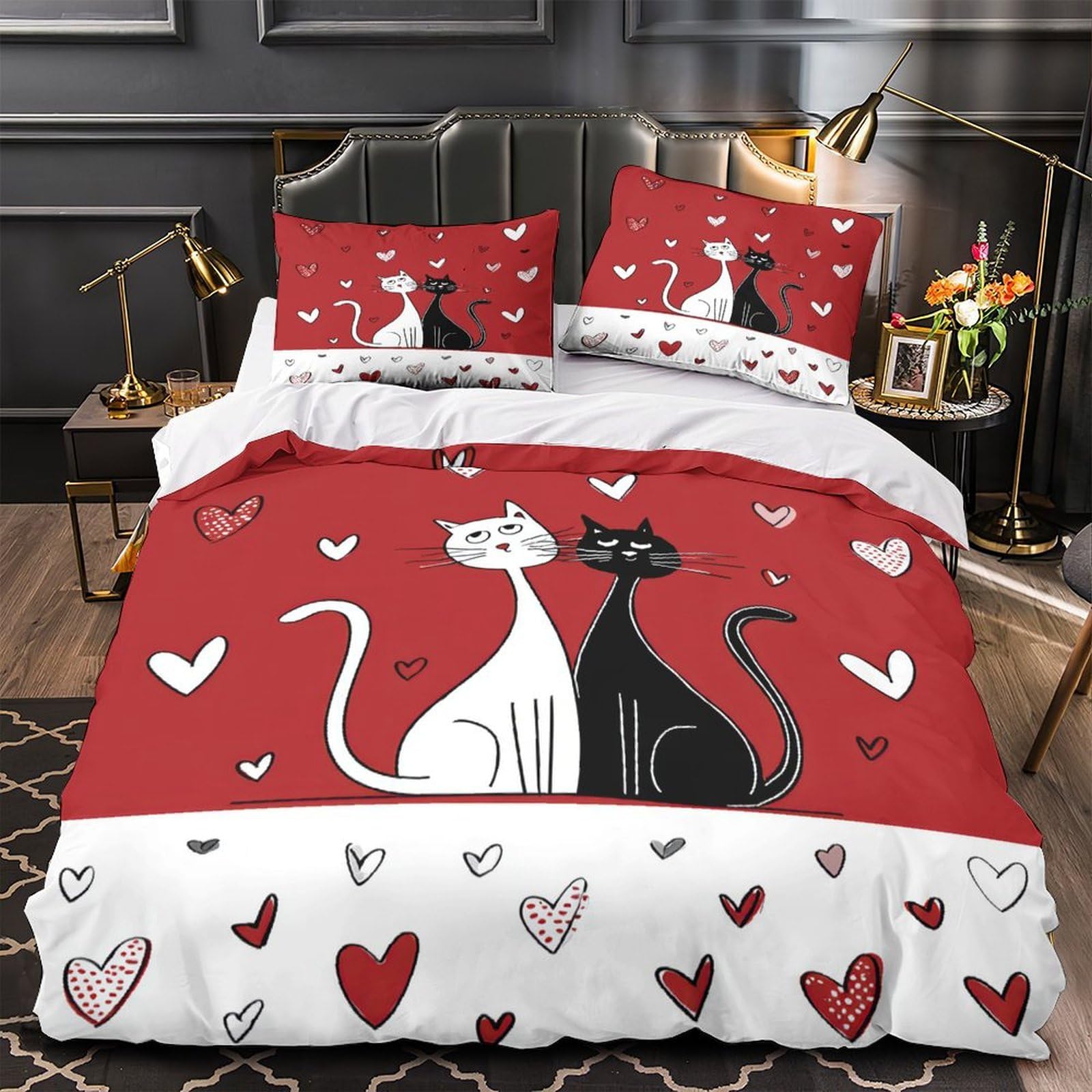 Housse de Couette Super Douce Lapin Anti-Plis Lit 2 Personnes
