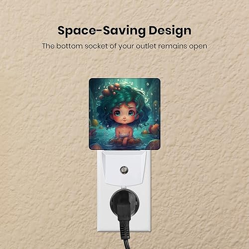 Miniatura 4 de Hoyuen Luces nocturnas de sirena con diseño de animales para niños y niñas, enchufables a la pared, con detección inteligente, luz nocturna LED,