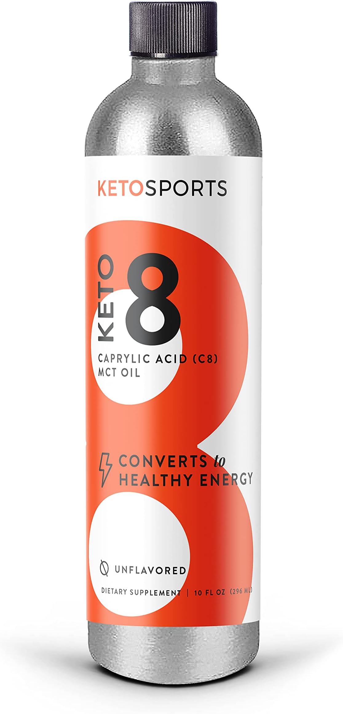 Keto8 Caprylic Acid C8 Enriched MCT Oil - Dietary Supplement for High Octane Energy, Brain Function and Ketone Boost, Keto and Paleo-Friendly, 12 Ounce Bottle