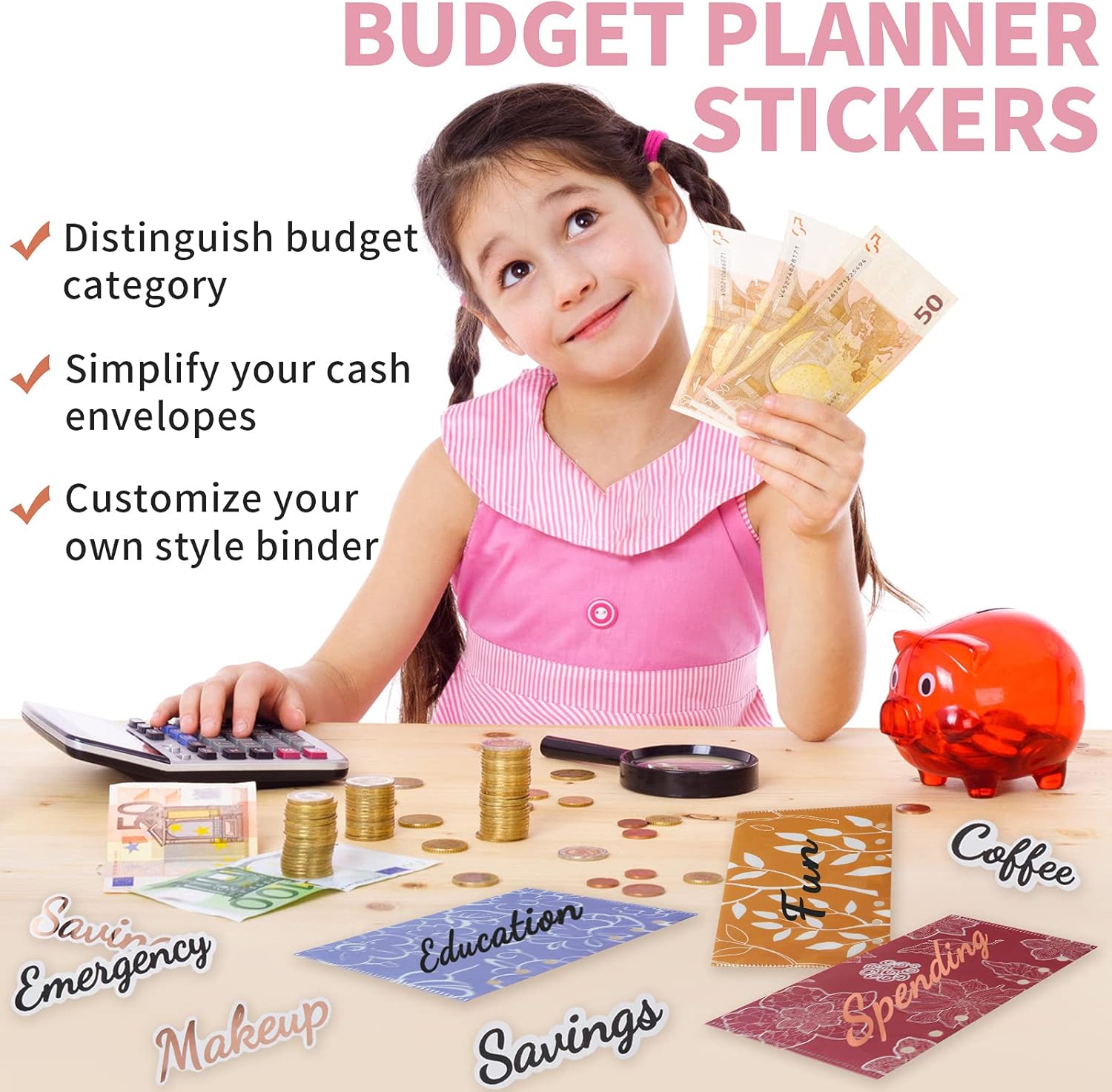 A6 Cash Envelope Budget Binder - Black Stickers with Blue Budget Binder with 12 Zipper Envelopes & Expense Tracker & Budget Labels, Cash Wallet Planner Organizer for Money, Receipt : Office Products