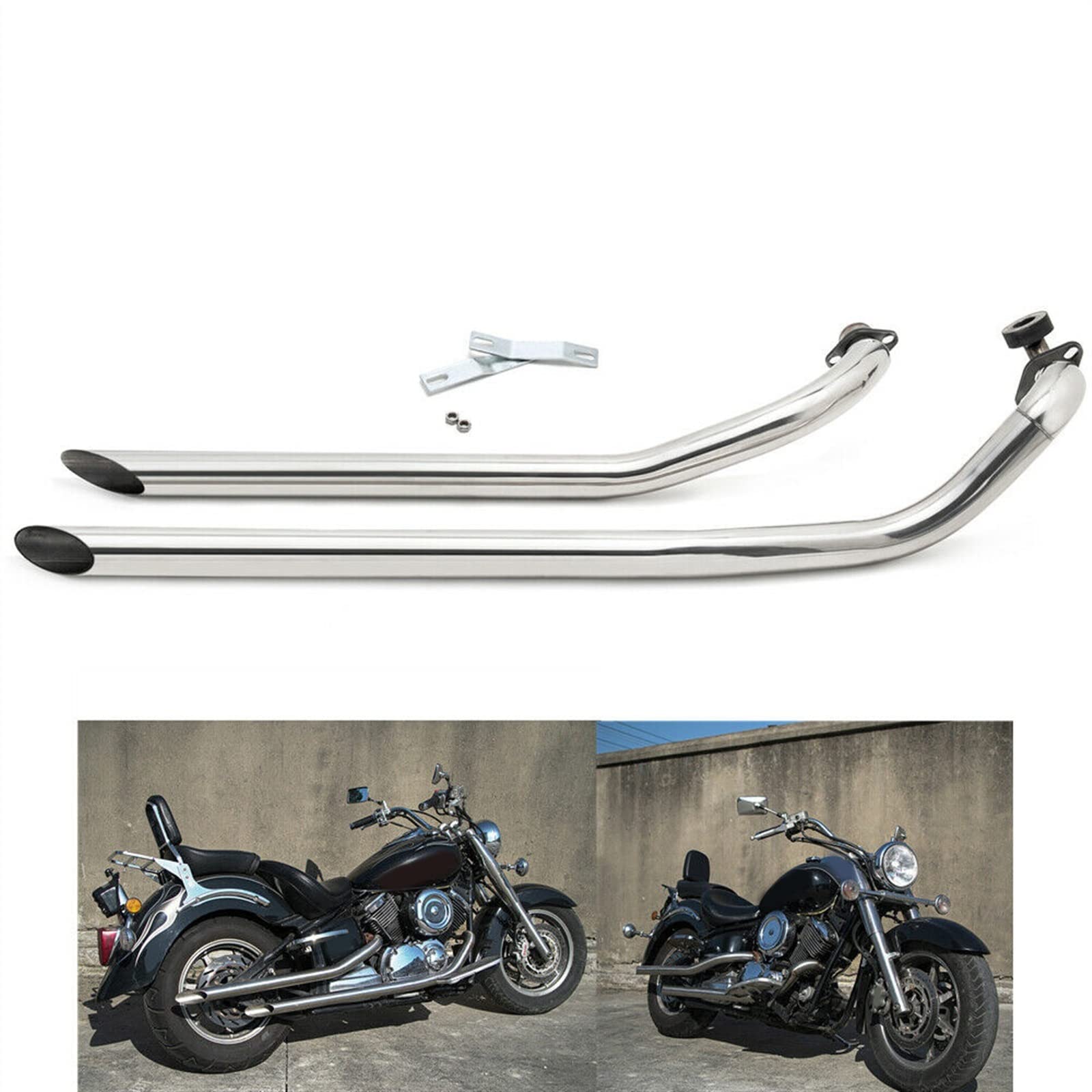 Moto Per Yamaha XVS 1100 DragStar V Star Classic Custom Silverado 1999 2000 2001 02 03 04 05 06 07 08 2009 Silenziatore Tubo Di Scarico Shortshots Sfalsati