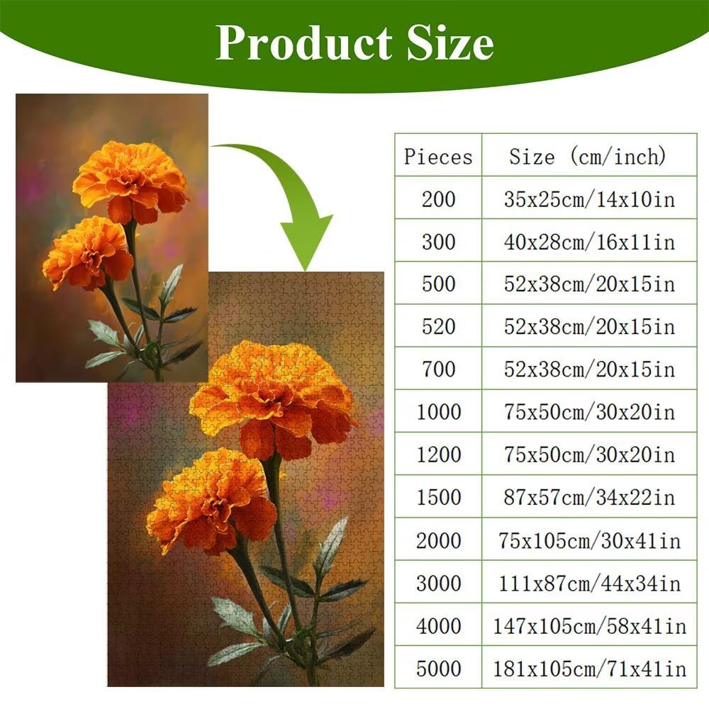 4000 Pezzi Puzzle Adulti - Arancione & Flower - Fabbricazione in Legno Robusto (Forma Classica) - Decorazione Murale con Poster - Prodotto Riservato ad Adulti e 14 Anni in Su (147x105cm) P3#1337