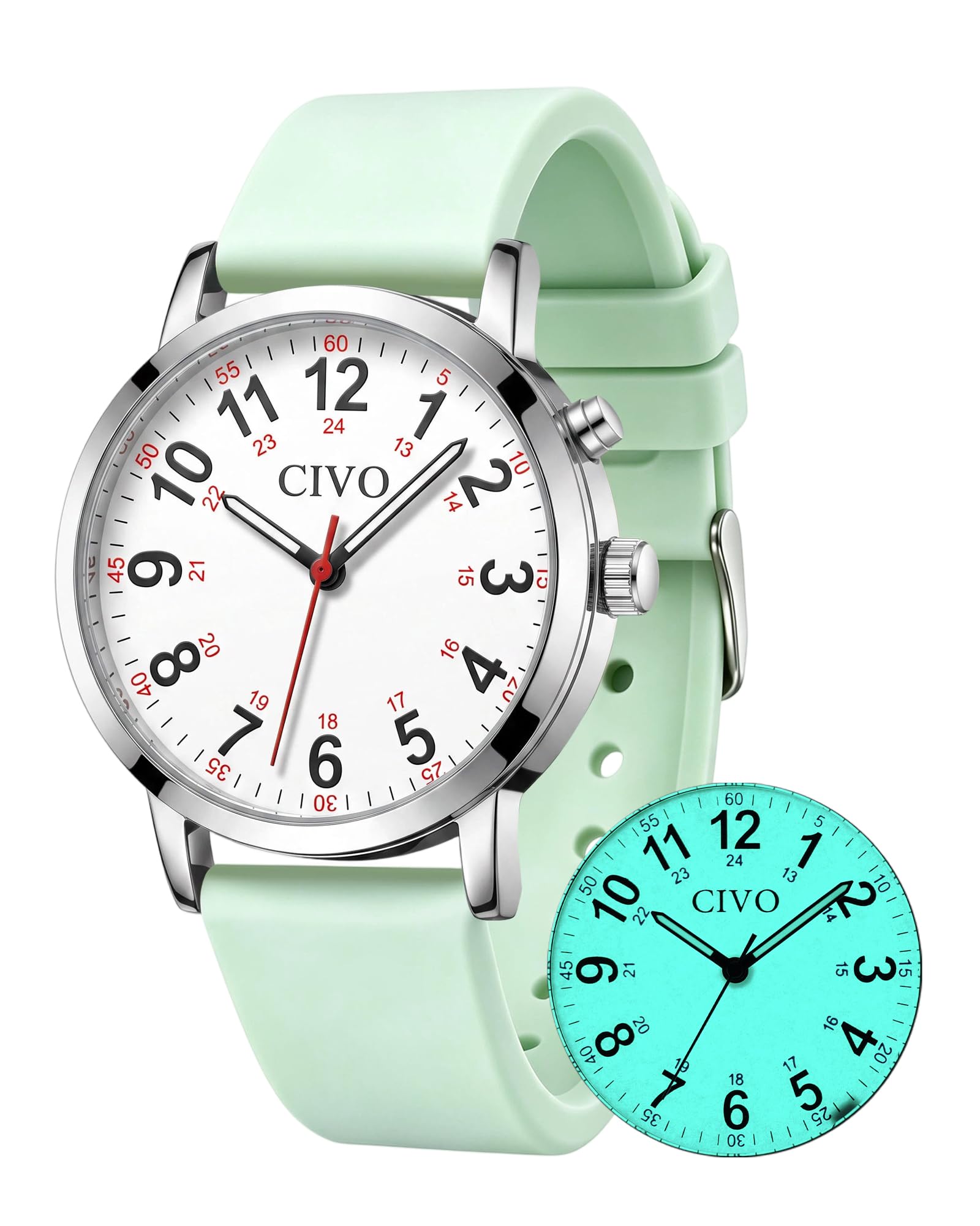 CIVO Night-Light Nurse Watches for Women: Easy-Read Analog Waterproof Watch