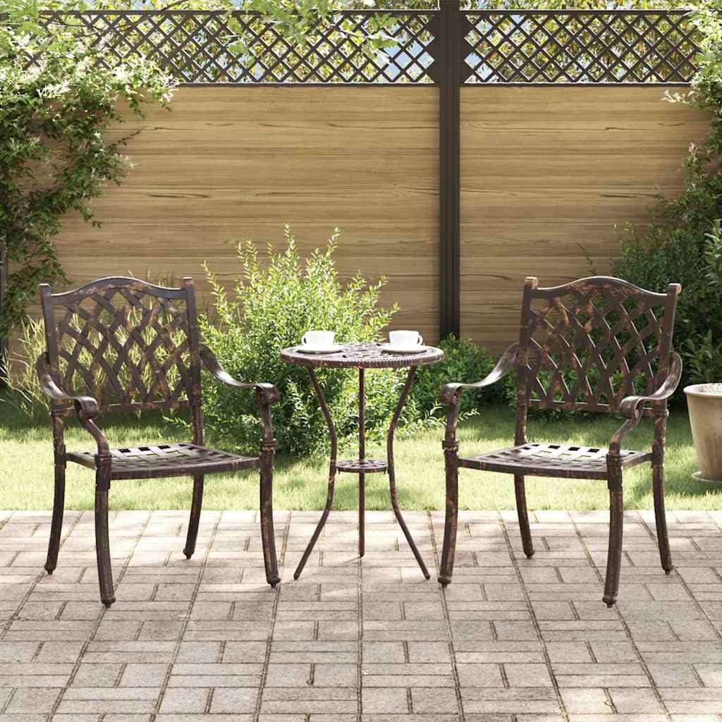 Chaise de Jardin Bronze Aluminium Anti-Rouille | Lot de 2 Fauteuils Durables
