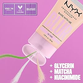 NYX PROFESSIONAL MAKEUP Bare With Me Blur Skin Tint Foundation Make Up with Matcha, Glycerin & Niacinamide - Pale