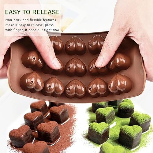 Miniatura 5 de JOERSH 5 moldes de silicona para chocolate para dulces, bombas de grasa, aperitivos y trufas, 9 formas, 93 cavidades, cera de jabón para derretir