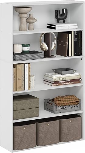 Miniatura 12 de Furinno Librero básico de almacenamiento de 3 niveles, roble francés gris gris roble francés,Nuez Columbia,2-Marrón