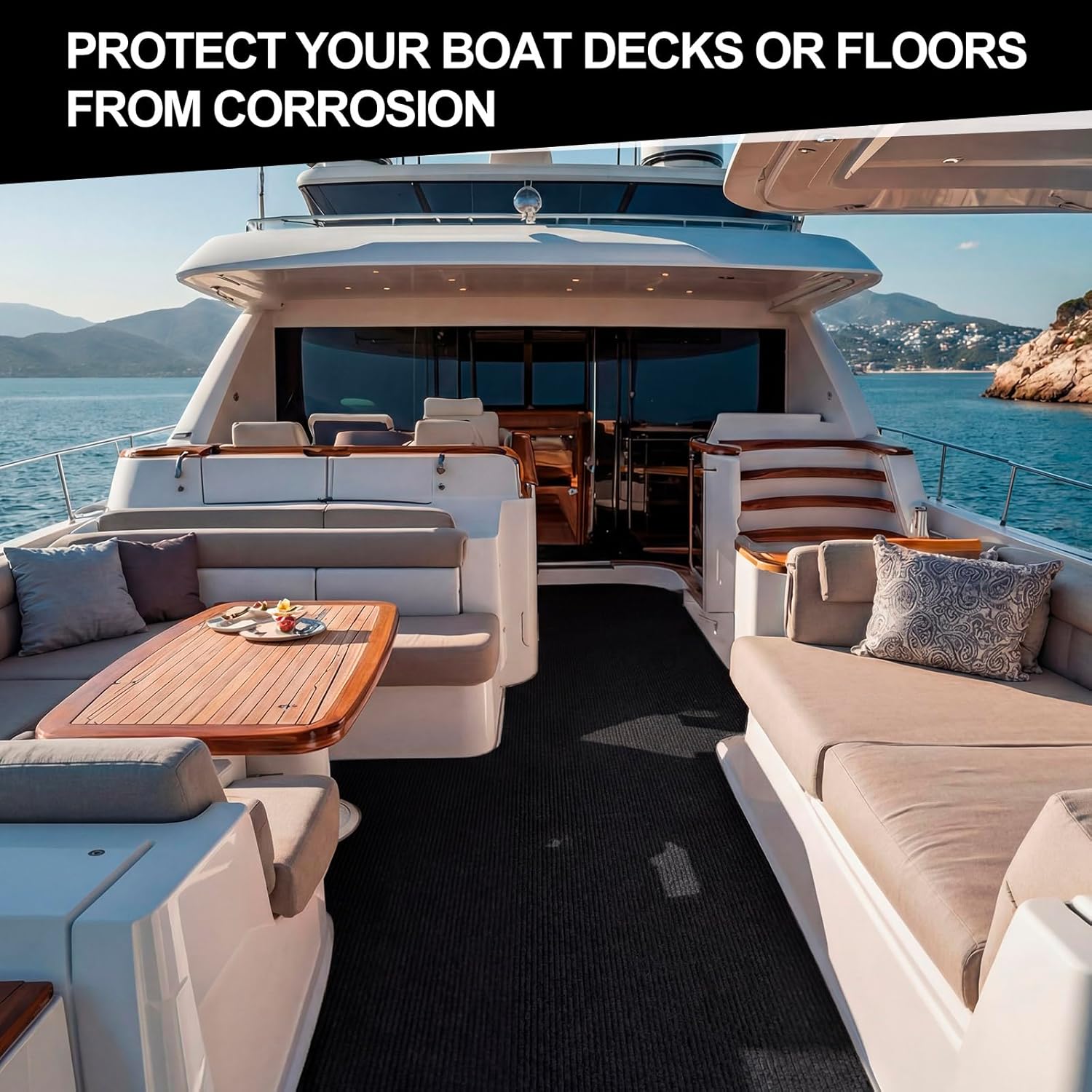 16 in x 20 ft Self Adhesive Marine Carpet, Boat Trailer Bunk Carpet with Soft Cut Pile 0.14" Thick Waterproof Boat Non Slide Carpets Roll for Indoor, Outdoor, Home, Patio, Porch, Deck(Black)