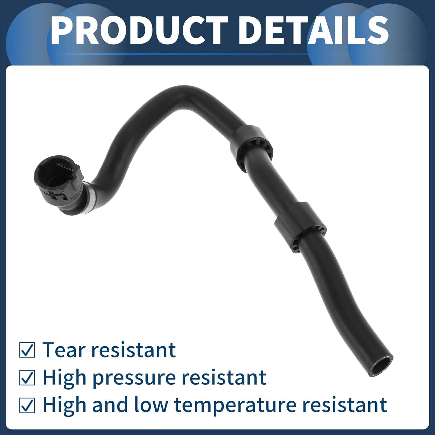 HVAC Heater Hose Engine Radiator Coolant Hose No.64213416609 for BMW X3 E83 3.0L L6 2007-2010 Rubber Black Good Sealing