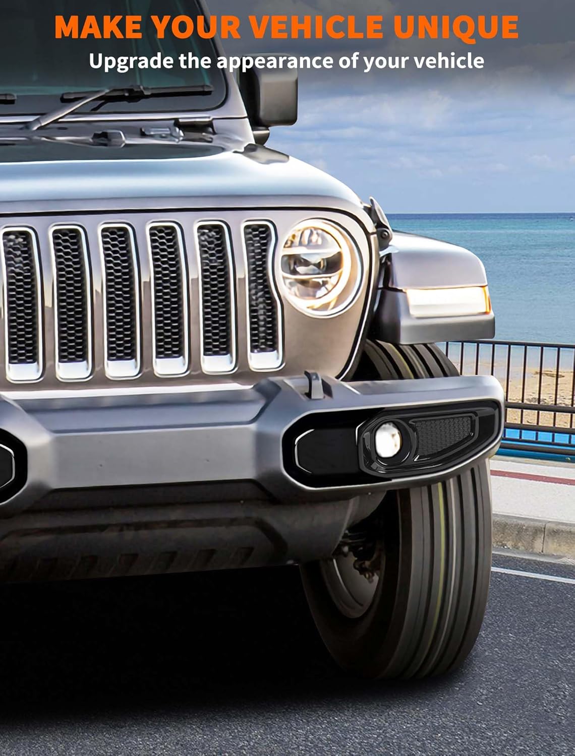 Savadicar 2-Piece Black Fog Light Trim Cover for Jeep Wrangler JL JLU 4xe & Gladiator JT 2018-Present – Exterior Styling Upgrade Accessories