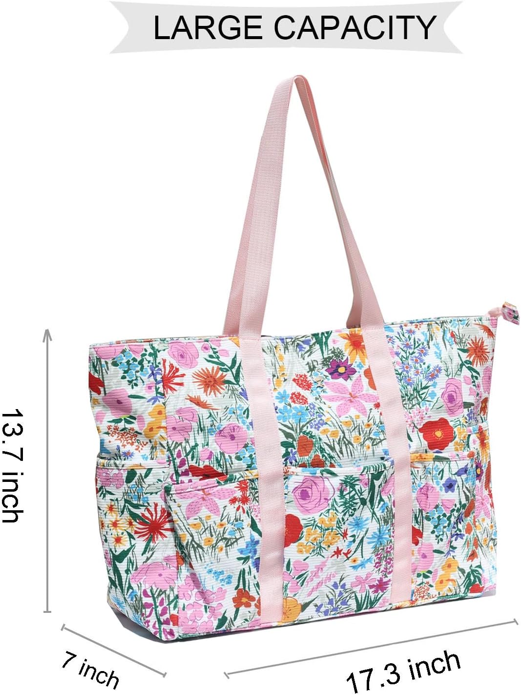 ESVAN Utility Tote Bag Weekender Duffle Bag with 13 Pockets - Perfect for Travel, Work, Gym, Beach, Teachers, and Nurses