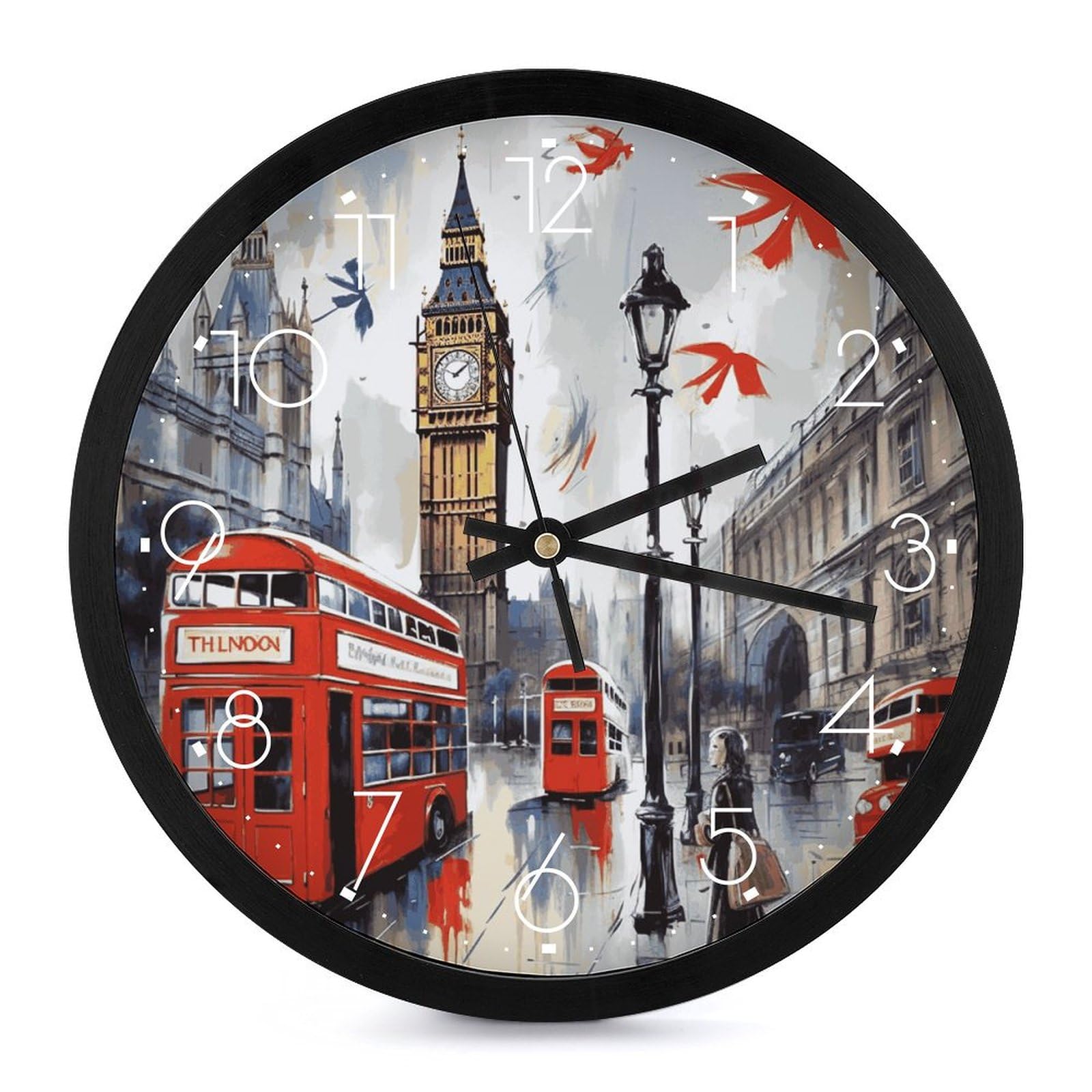 Horloge murale Londres silencieuse pour cuisine et salon moderne