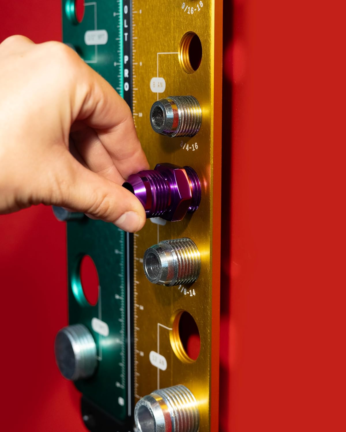 SST - Identibolt PRO NPT/an - Thread Checker with Magnetic Wall Mount - 15 Nut & Bolt Identifier Gauge - Measures 1/16” - 1” NPT & #2 - #12 an - Tight Tolerance & Precise