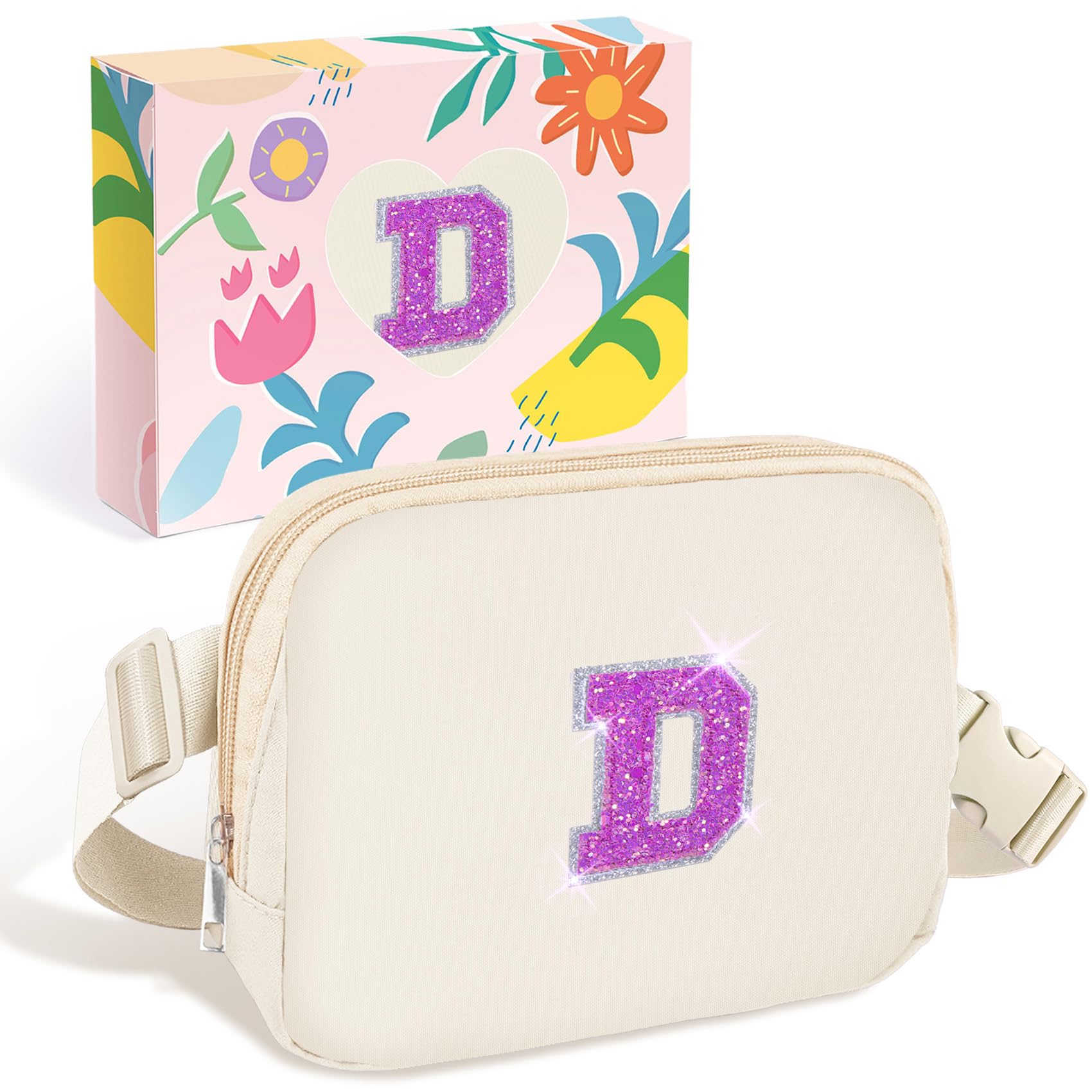 COSHAYSOO Initial Letter Fanny Pack for Girls Personalized Christmas Birthday Gifts for 6 7 8 9 10 11 12 Year Old Teen Girl, Girly Fashion Crossbody