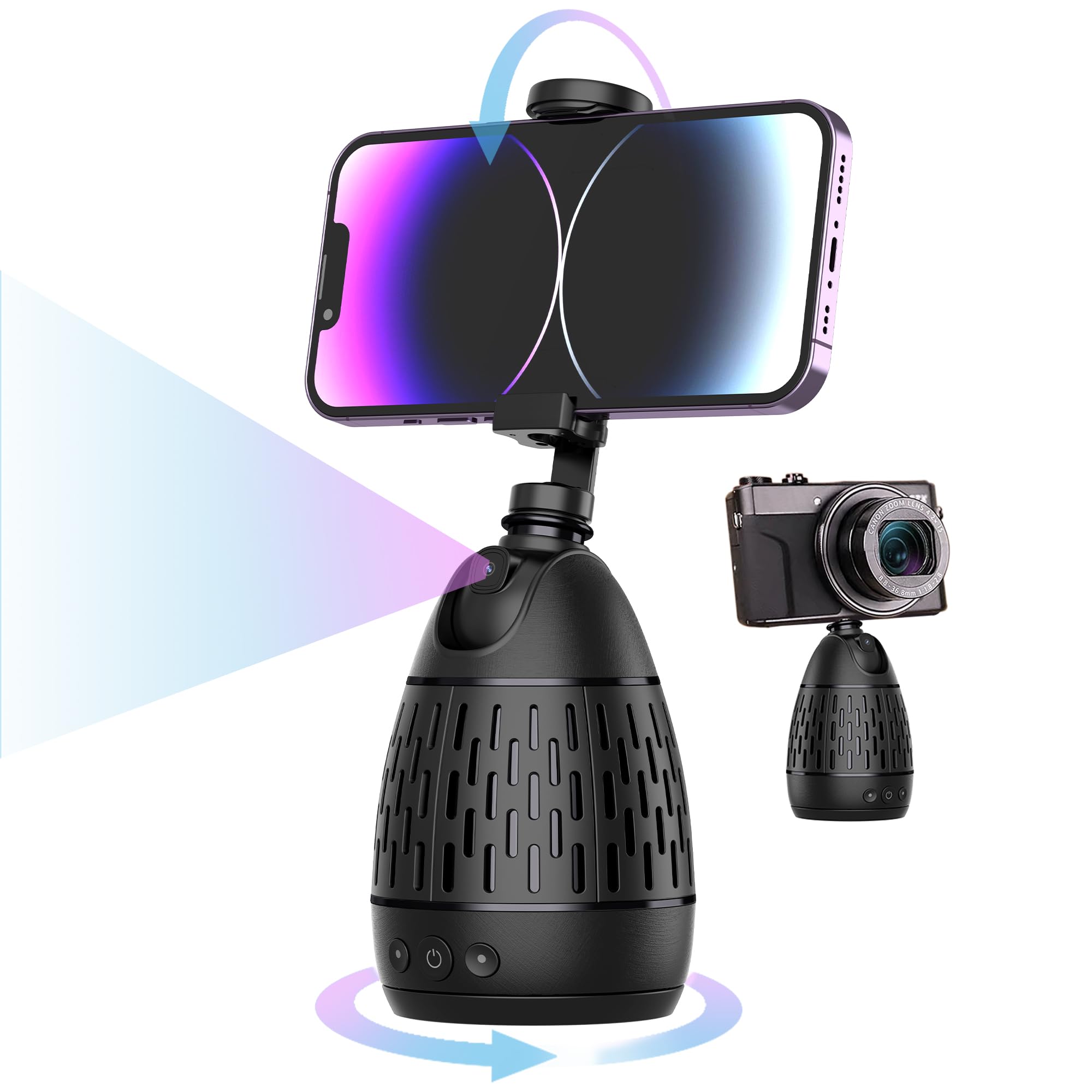 KraftGeek Auto Face Tracking Tripod 360 Rotation, AI Smart Motion Recognition, Built in Camera for Remote Recording, No Apps Required, Smart Tracker Pod for Vlogging, Photos, Videos