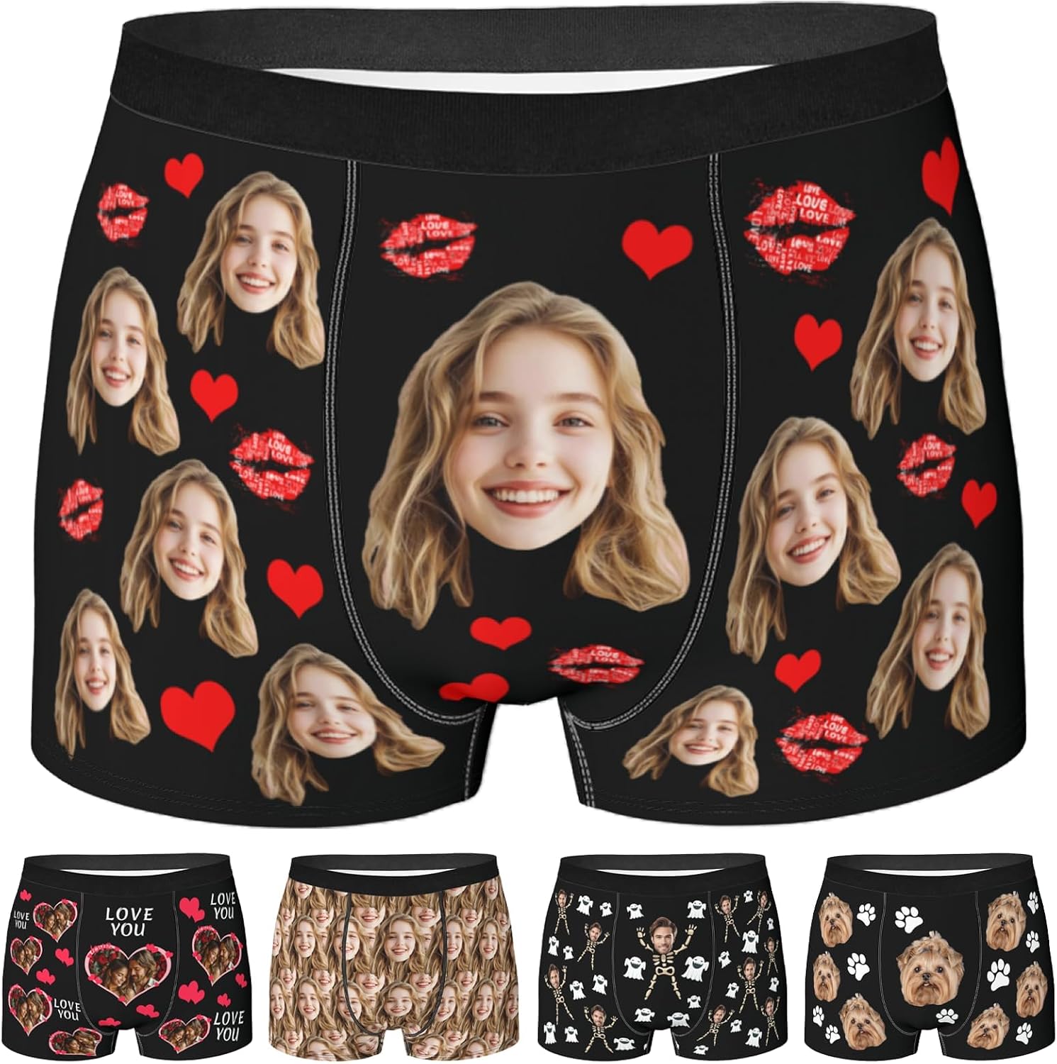 Custom Men Boxer Short with Face Custom Underwear for Boyfriend Husband Valentine's Birthday XS-3XL