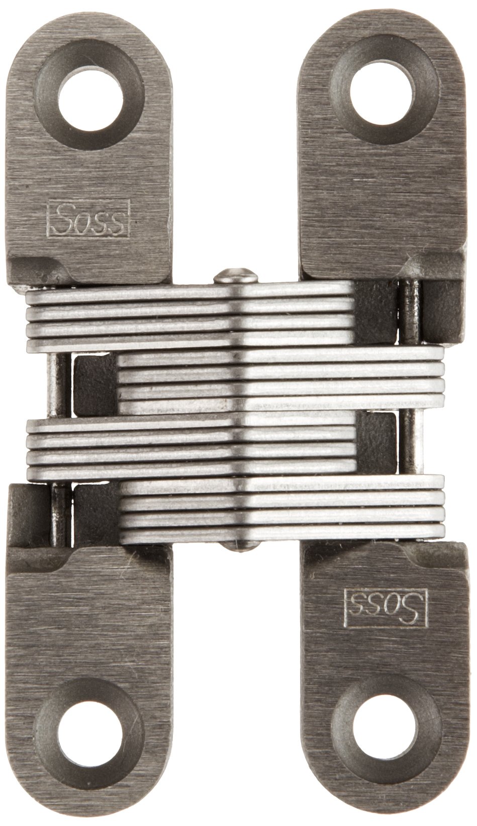 204 Stainless Steel Invisible Hinge with Holes for Wood or Metal Applications, Mortise Mounting, Satin Stainless Steel Exterior Finish