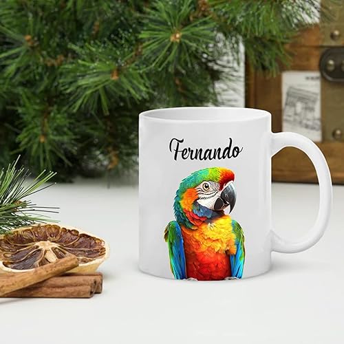 Miniatura 4 de Taza de café de loro, regalo para hombres, mujeres, amantes de los loros, cumpleaños, personalizable, a elegir con nombre, taza de cerámica de 11