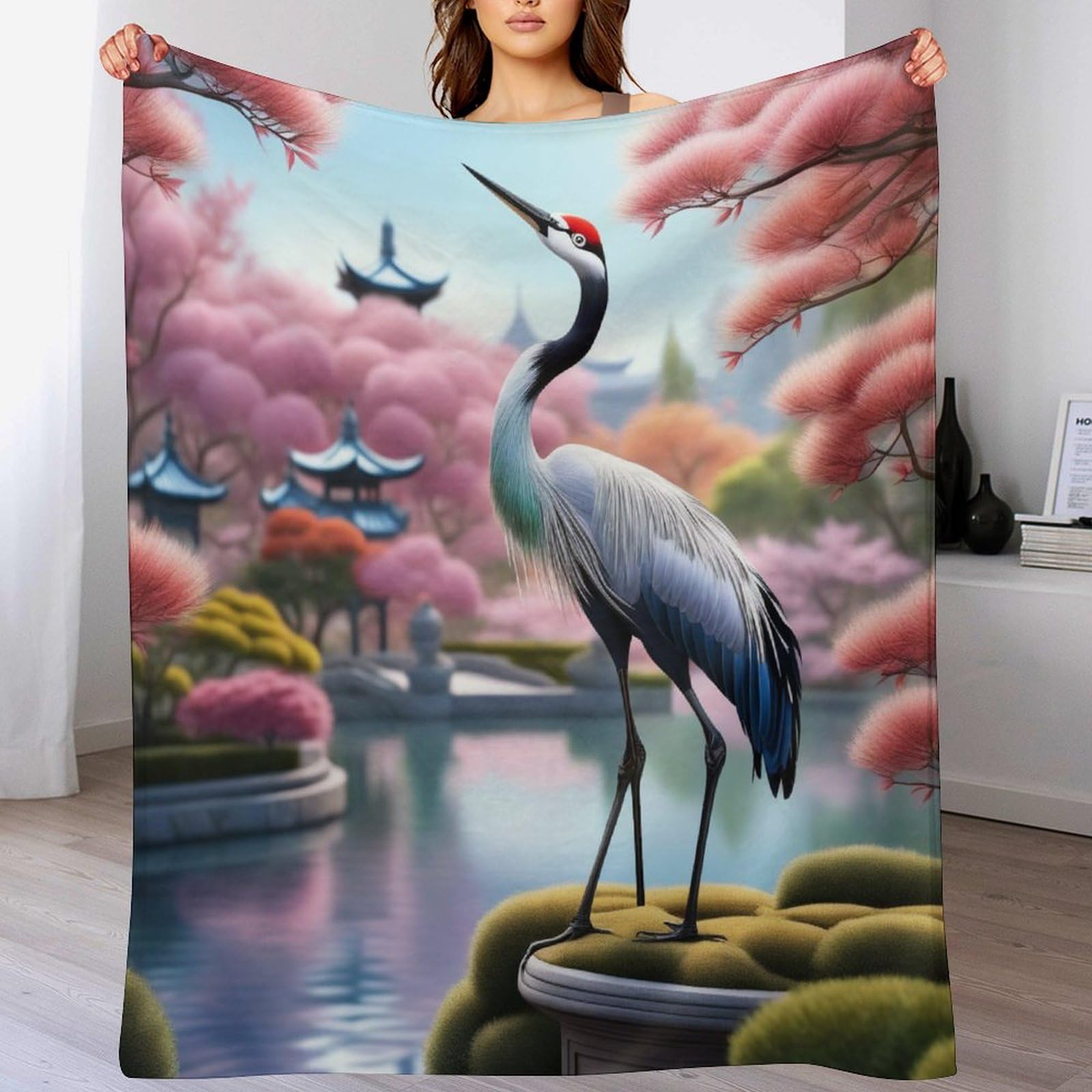 Couverture polaire grue japonaise pour des soirées cocooning au chaud