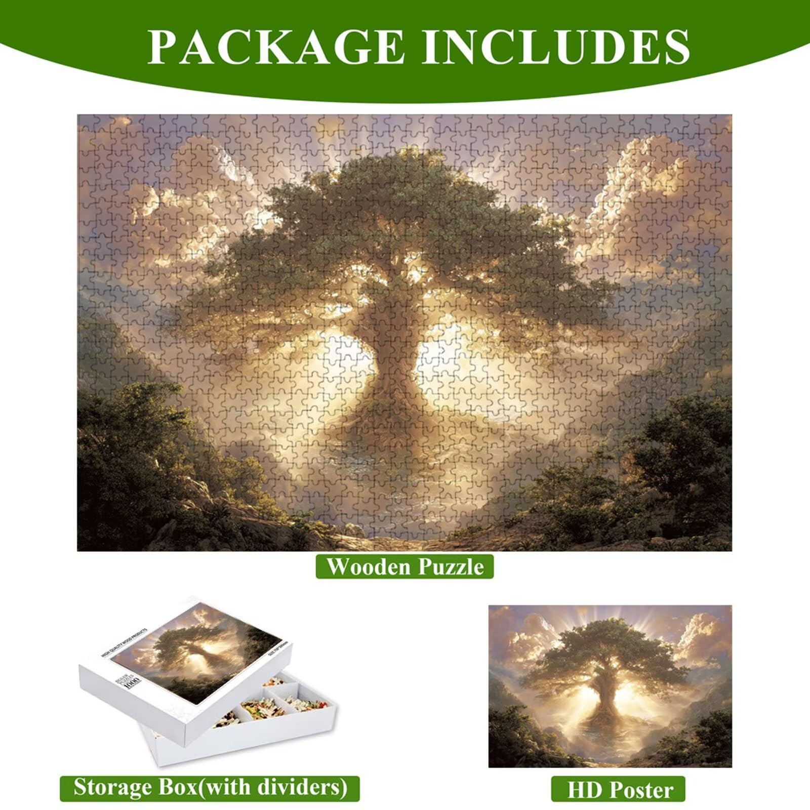 4000 Pezzi Puzzle Adulti - Albero & Tramonto - Fabbricazione in Legno Robusto (Forma Classica) - Decorazione Murale con Poster - Prodotto Riservato ad Adulti e 14 Anni in Su (147x105cm) P3#524
