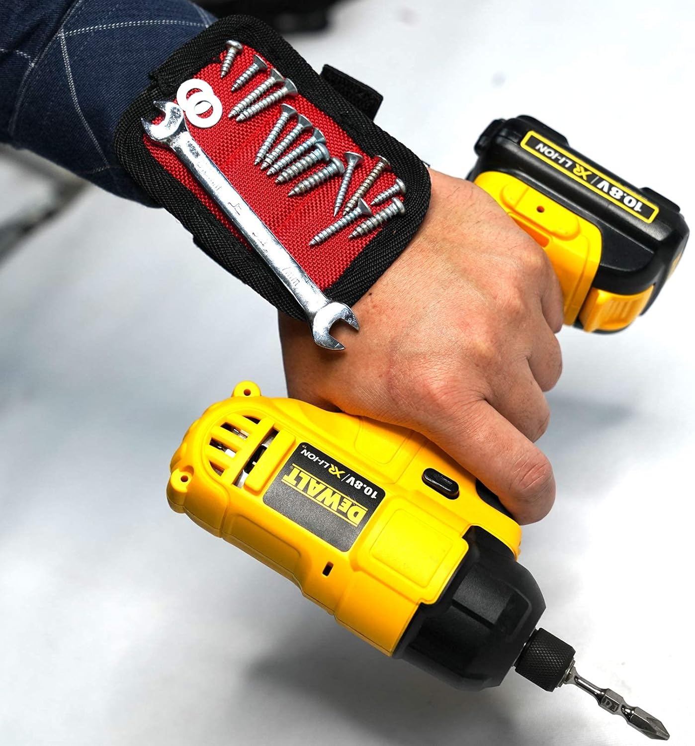 MELOTOUGH 2 Pack Tool Holster Cordless Drill Holster Tool Hook Single + 1 Pack Magnetic Suspenders Tool Belt Suspenders with Large Moveable Phone Holder