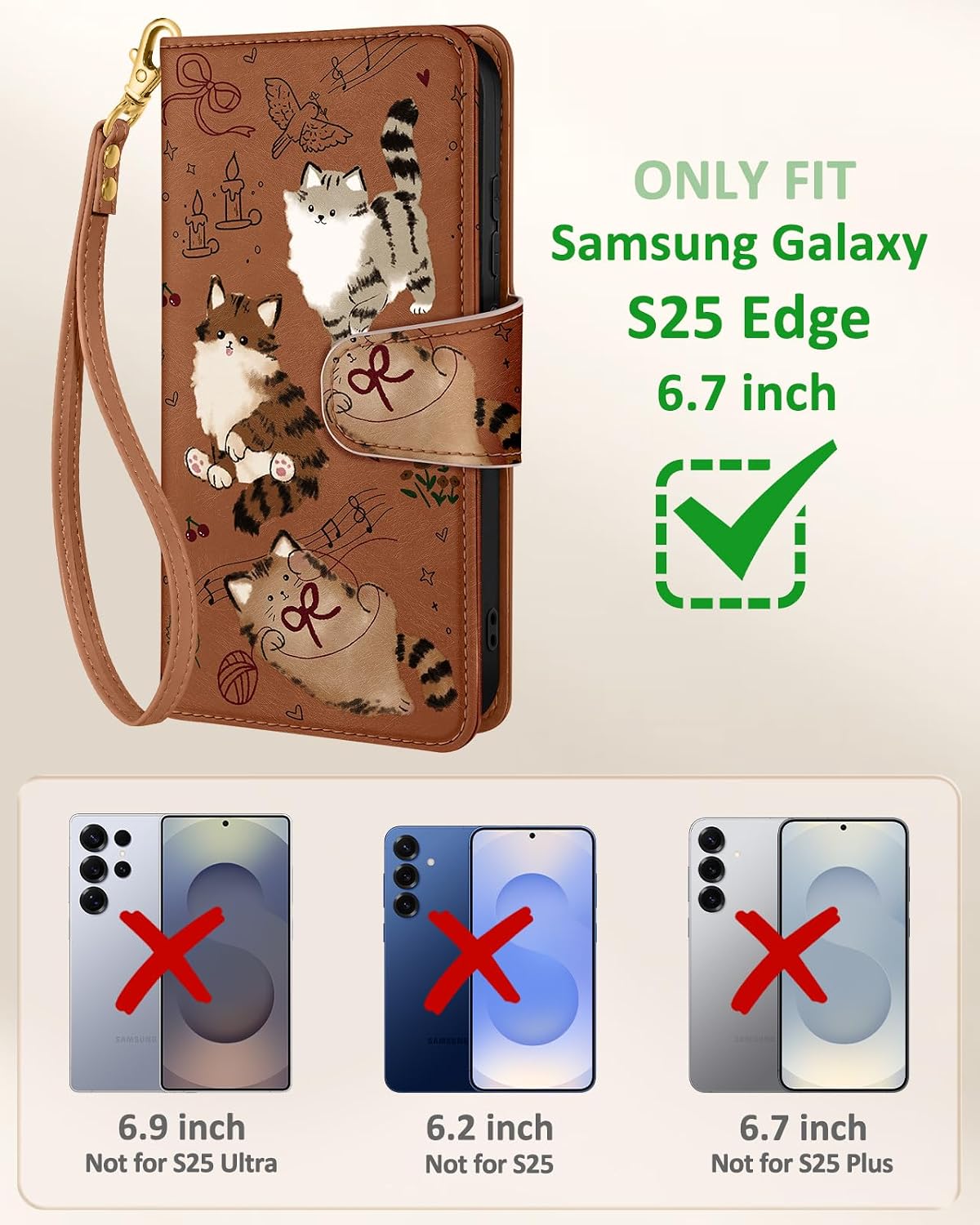 Toycamp for Samsung Galaxy S25 Edge Wallet Case for Women,Music Cats image 2