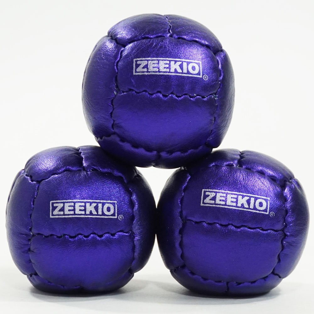 Zeekio Galaxy Juggling Balls - Metallic Series - Premium 12 Panel Genuine Leather Balls - 130g - 67mm - Pack of 3