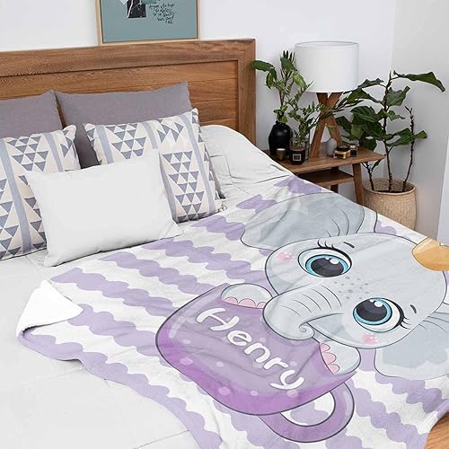 Miniatura 172 de Artsadd Personalized Baby Blanket for Boys Girls with Name, Custom Baby Name Blanket with Unicorn Pattern Customized Name Receiving Swaddle Throw