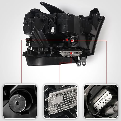 Miniatura 5 de FIONE Conjunto de faros delanteros LED compatible con Dodge Ram 1500 2019-2022, repuesto con marco plateado, lado izquierdo del conductor, LH
